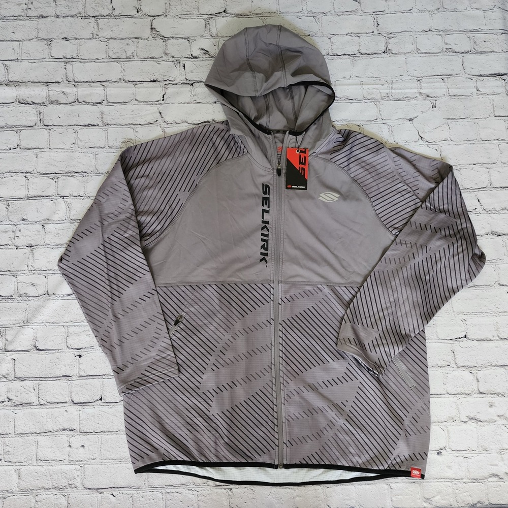 Selkirk Sport Men's 2XL Pickleball Full Zip Hoodie Jacket Gray Black Geometric